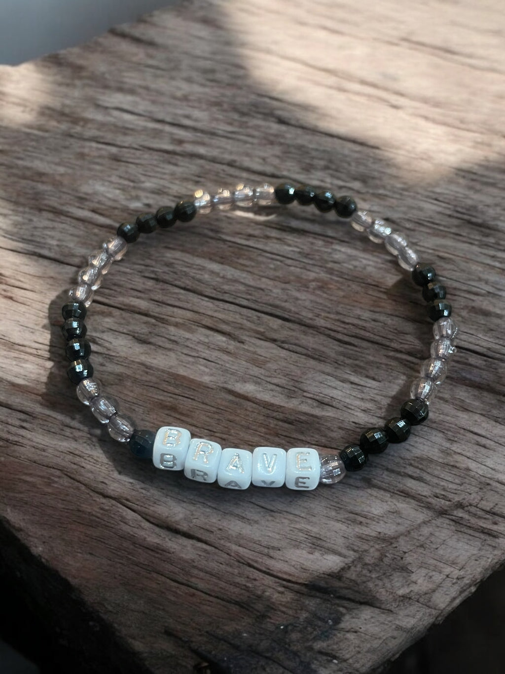 Handmade Inspirational Word Bracelet: Acrylic Crystal Bead