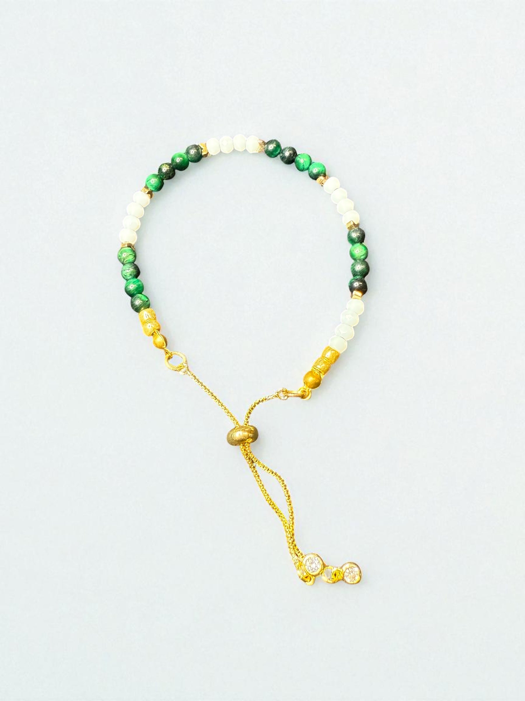 Adjustable Green Tiger Eye with White Crystals