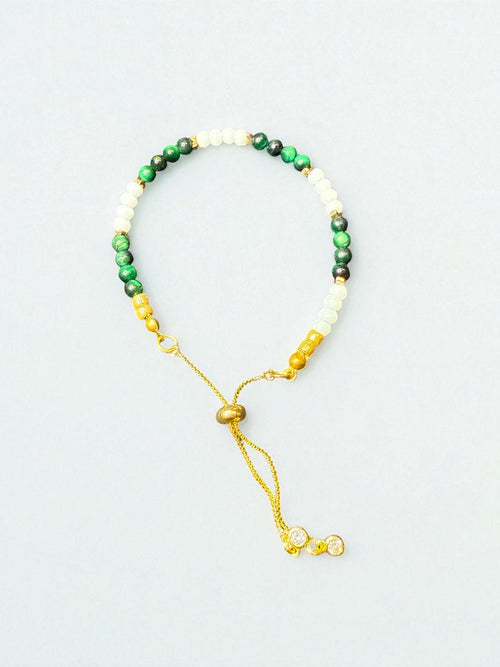 Adjustable Green Tiger Eye with White Crystals