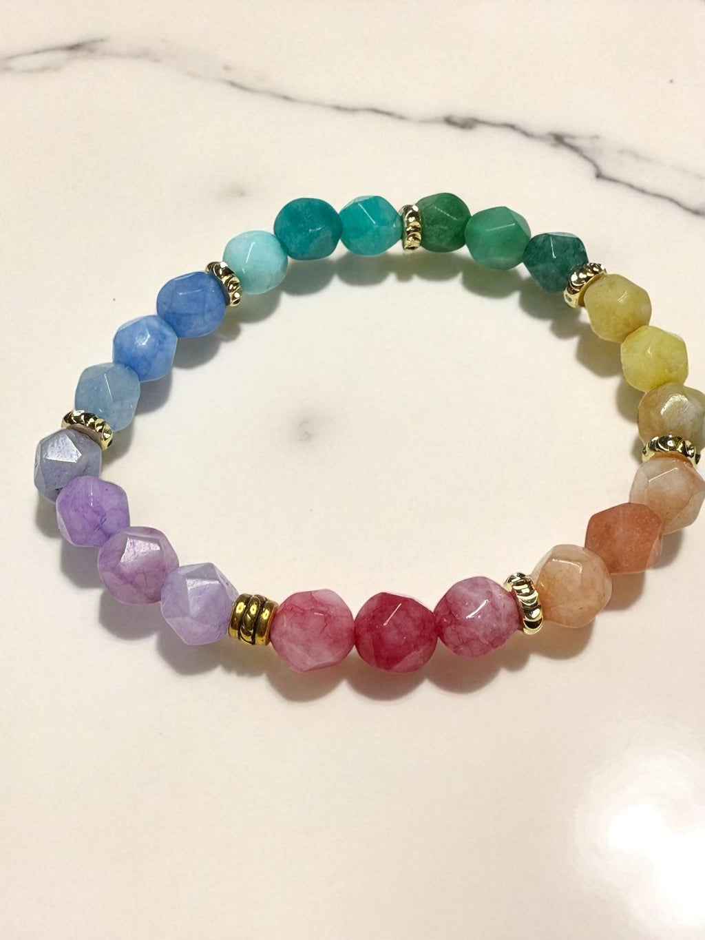 Rainbow Quartz Bracelet: Handmade 8mm Gemstone Stretch Jewelry
