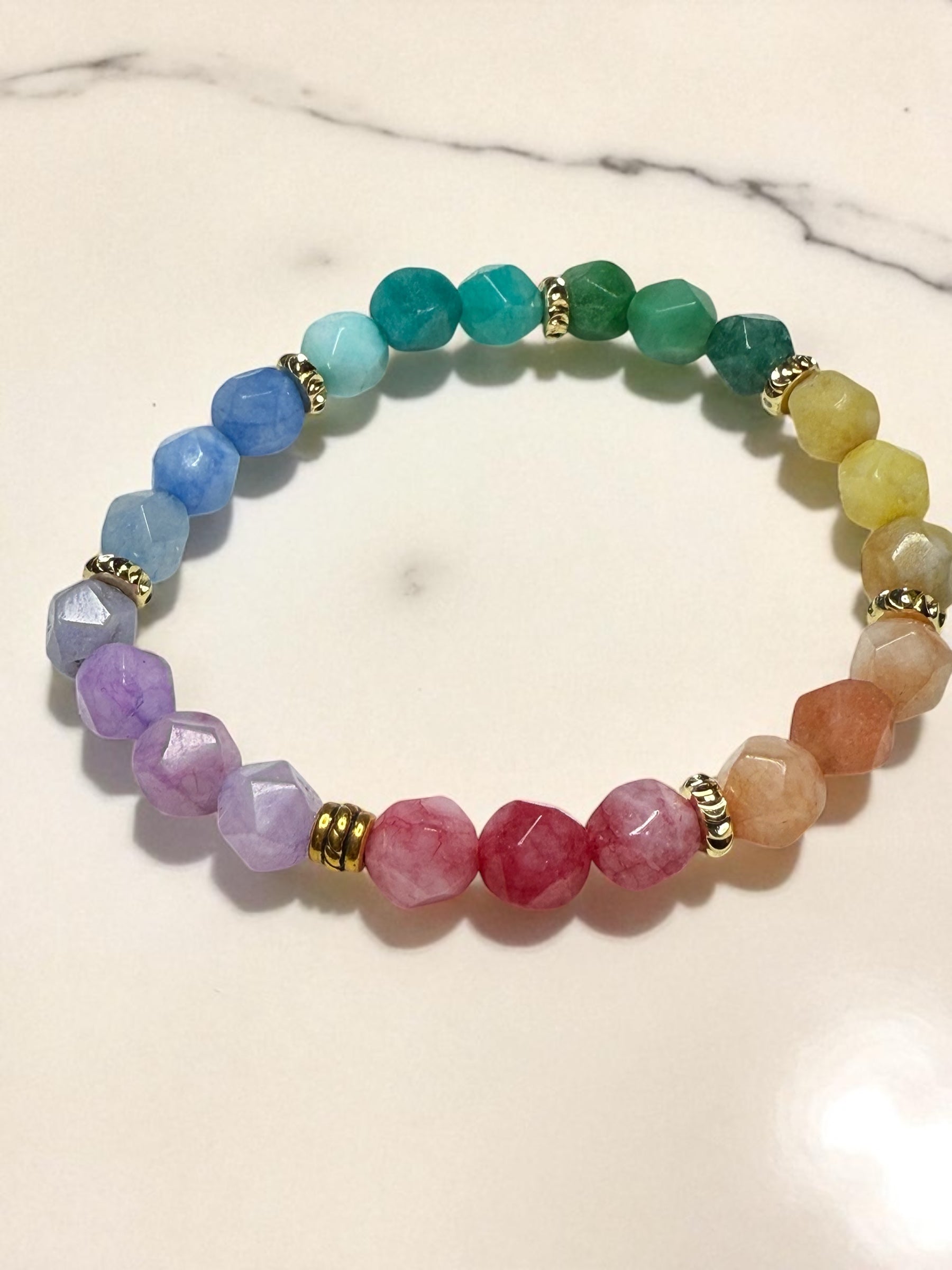 Rainbow Quartz Bracelet: Handmade 8mm Gemstone Stretch Jewelry