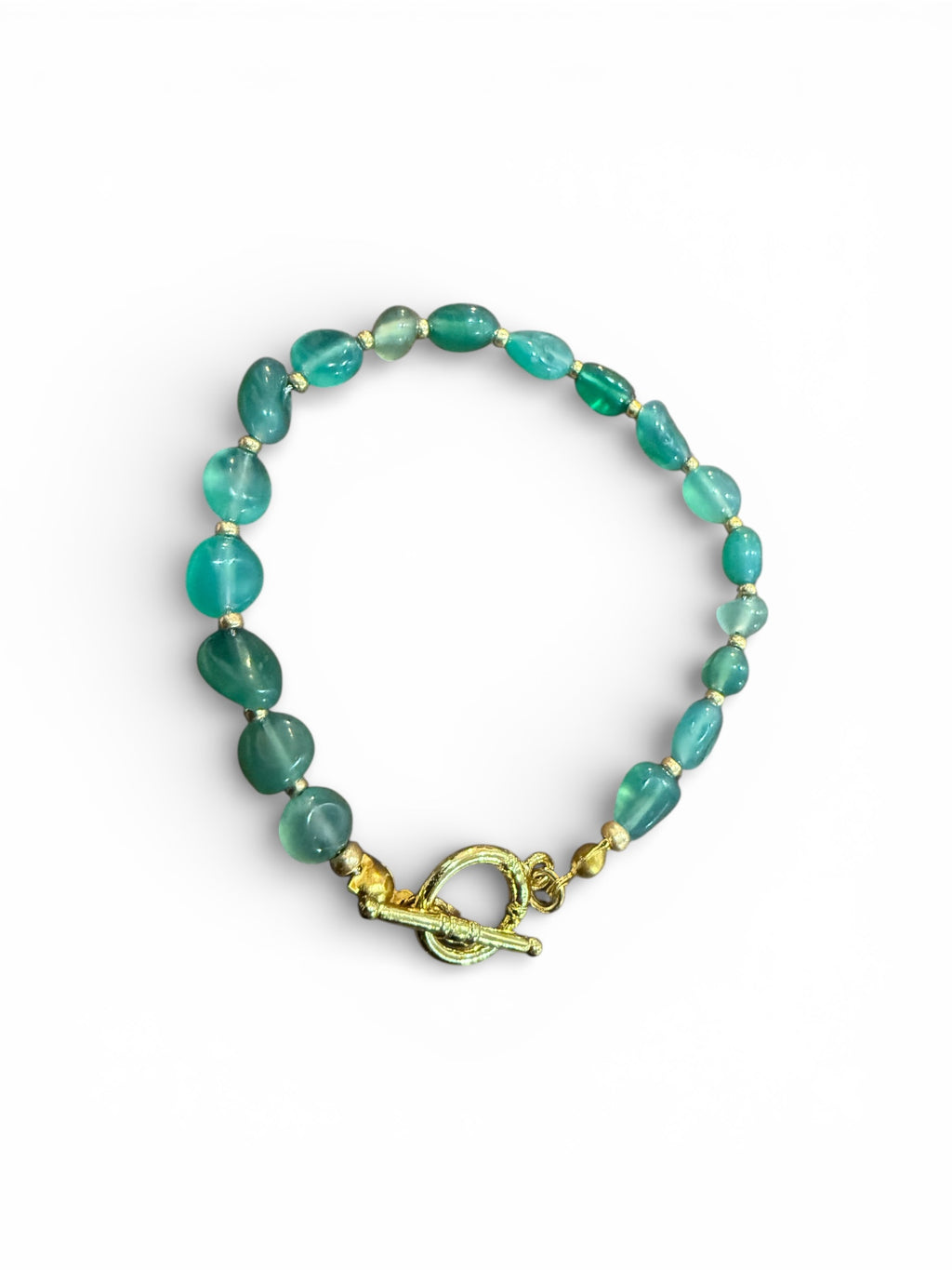 Green Aventurine Pebble & 18K Gold Statement Bracelet