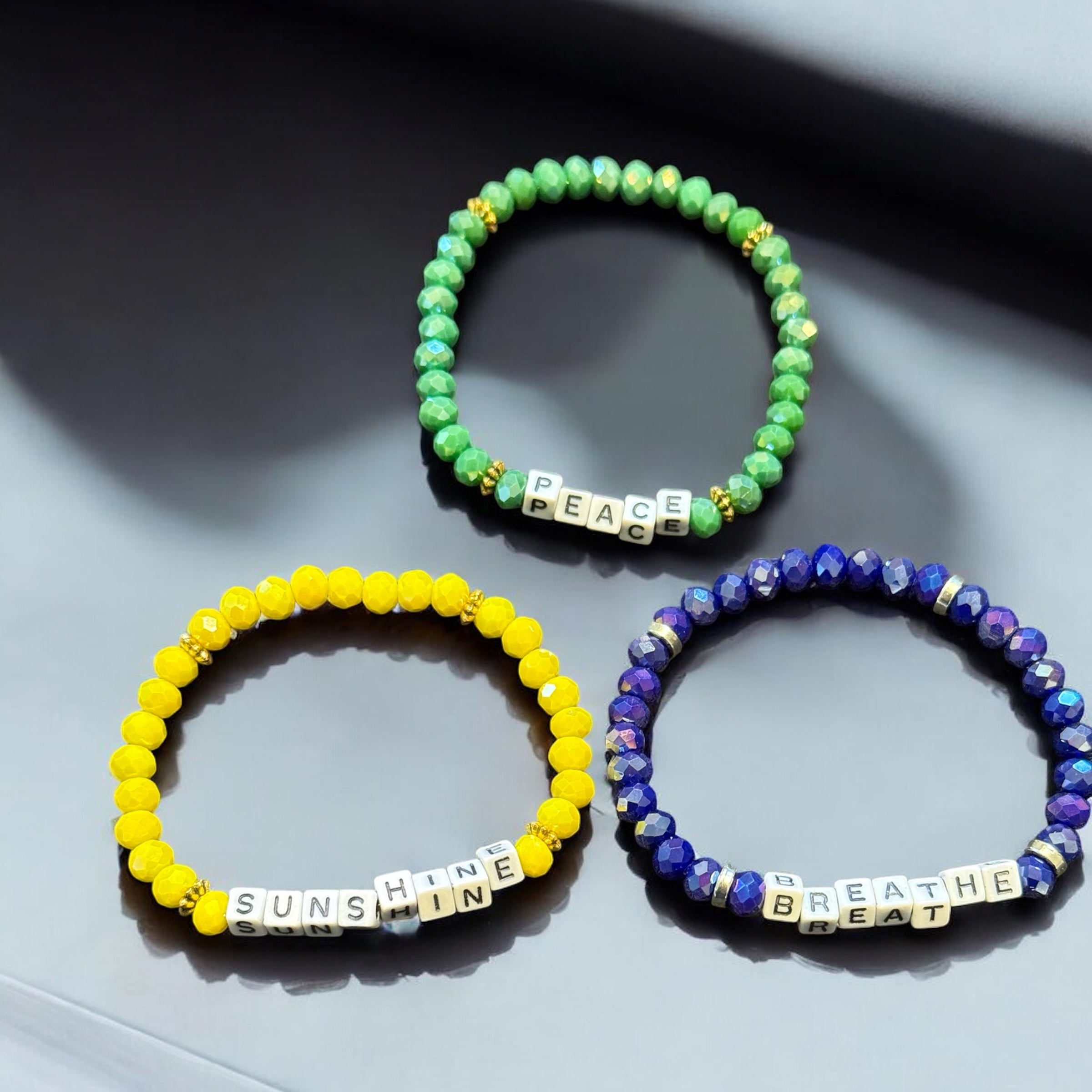 Inspirational Beaded Bracelet: Positive Message Stacking Jewelry