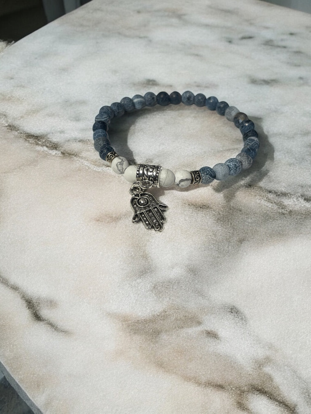 Handmade Hamsa Cracked Agate