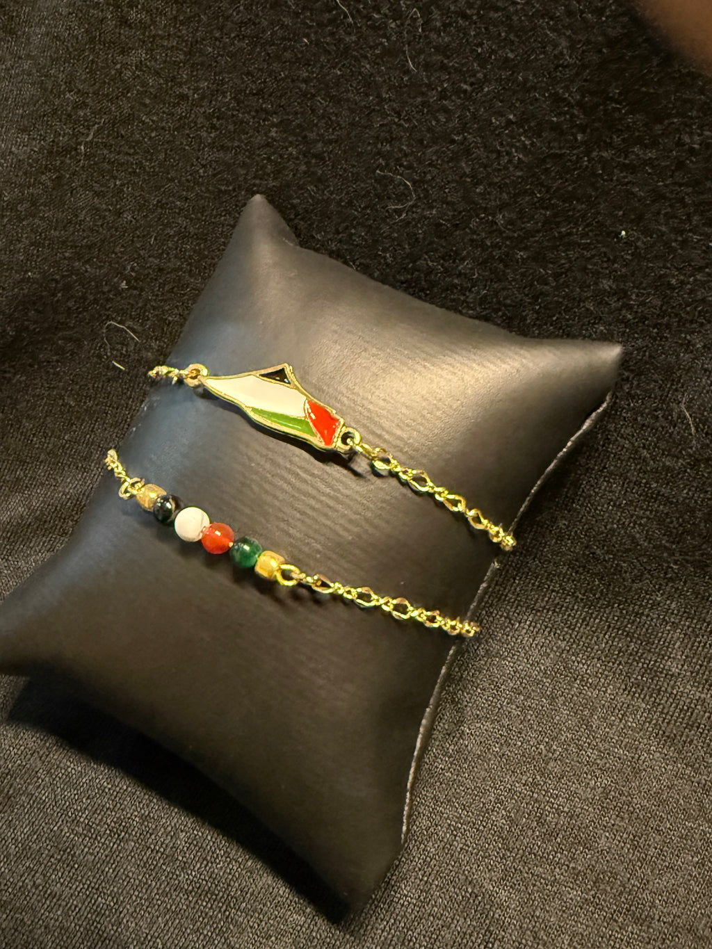 Palestine Flag layered with Palestine Stone Bracelet