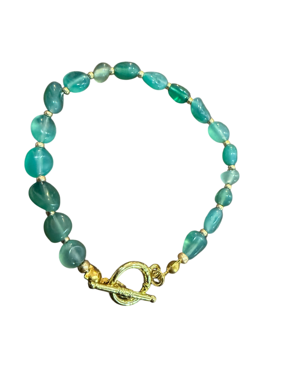 Green Aventurine Pebble & 18K Gold Statement Bracelet