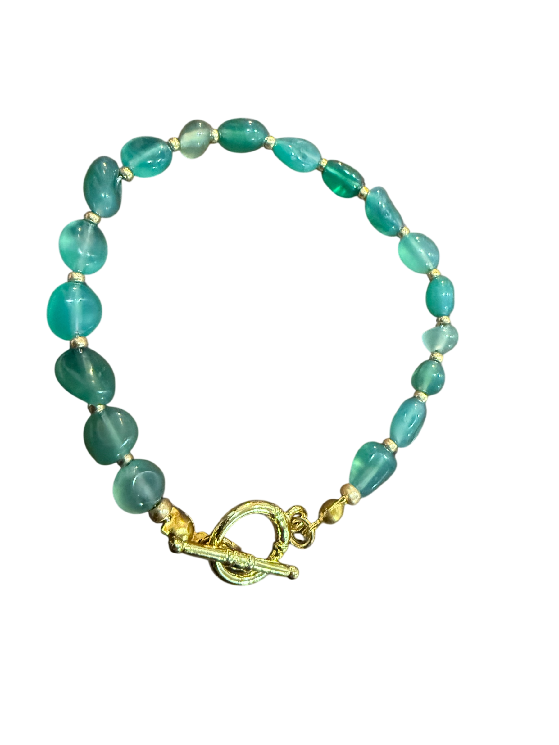 Green Aventurine Pebble & 18K Gold Statement Bracelet