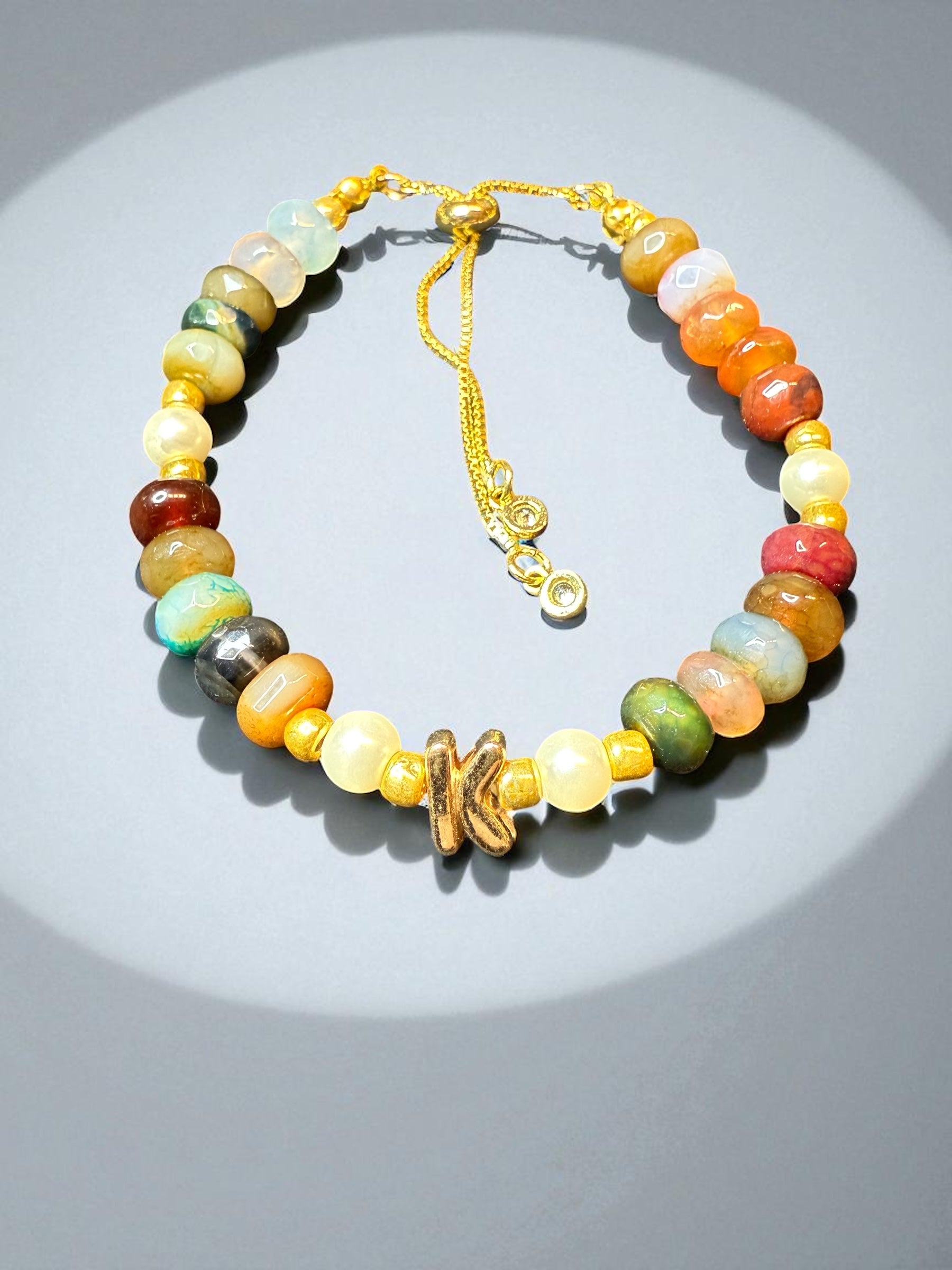 Tourmaline Faceted Letter Bracelet and Necklace Set