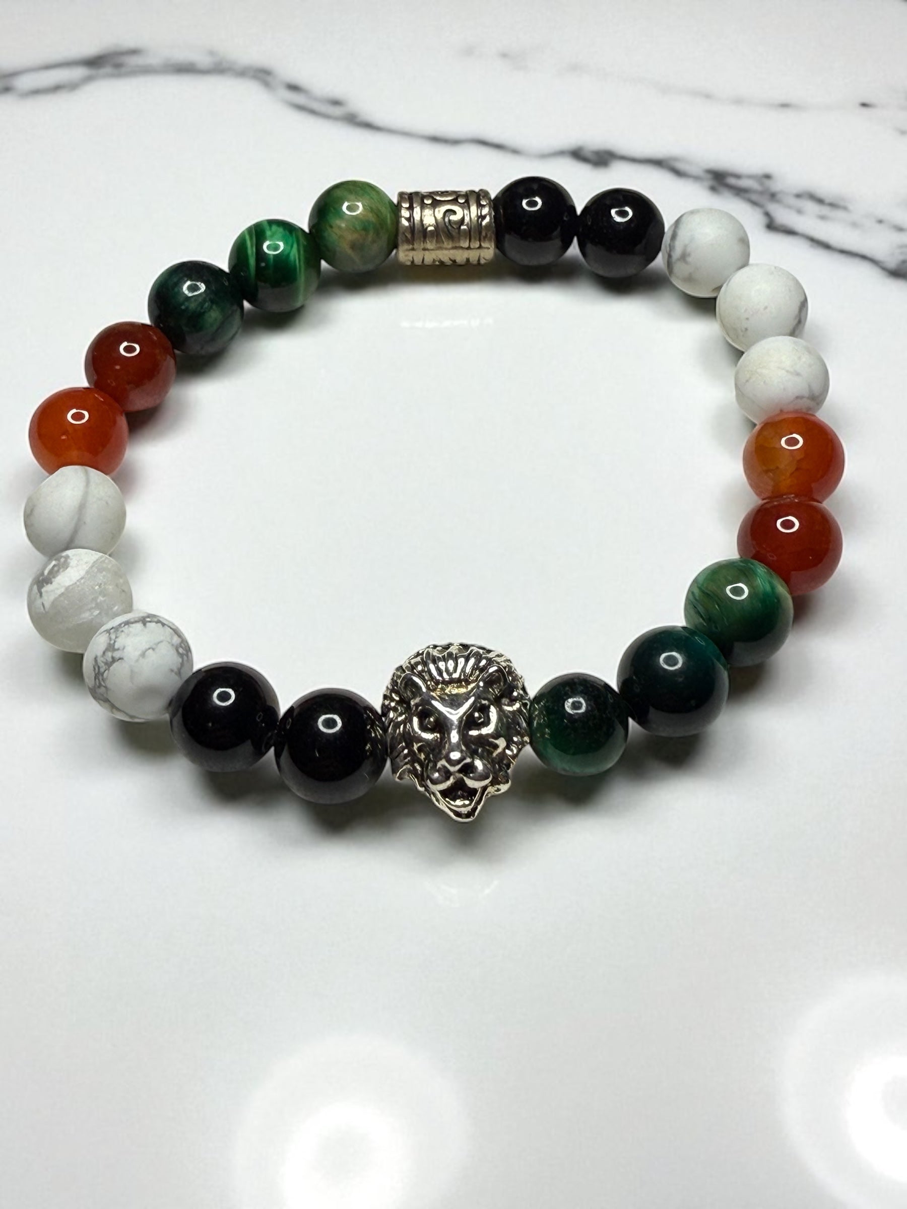 Palestine Lion Bracelet: Handmade Beaded Stretch Jewelry