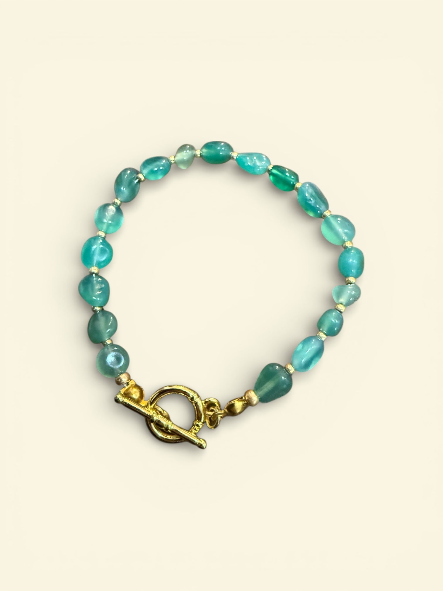 Green Aventurine Pebble & 18K Gold Statement Bracelet