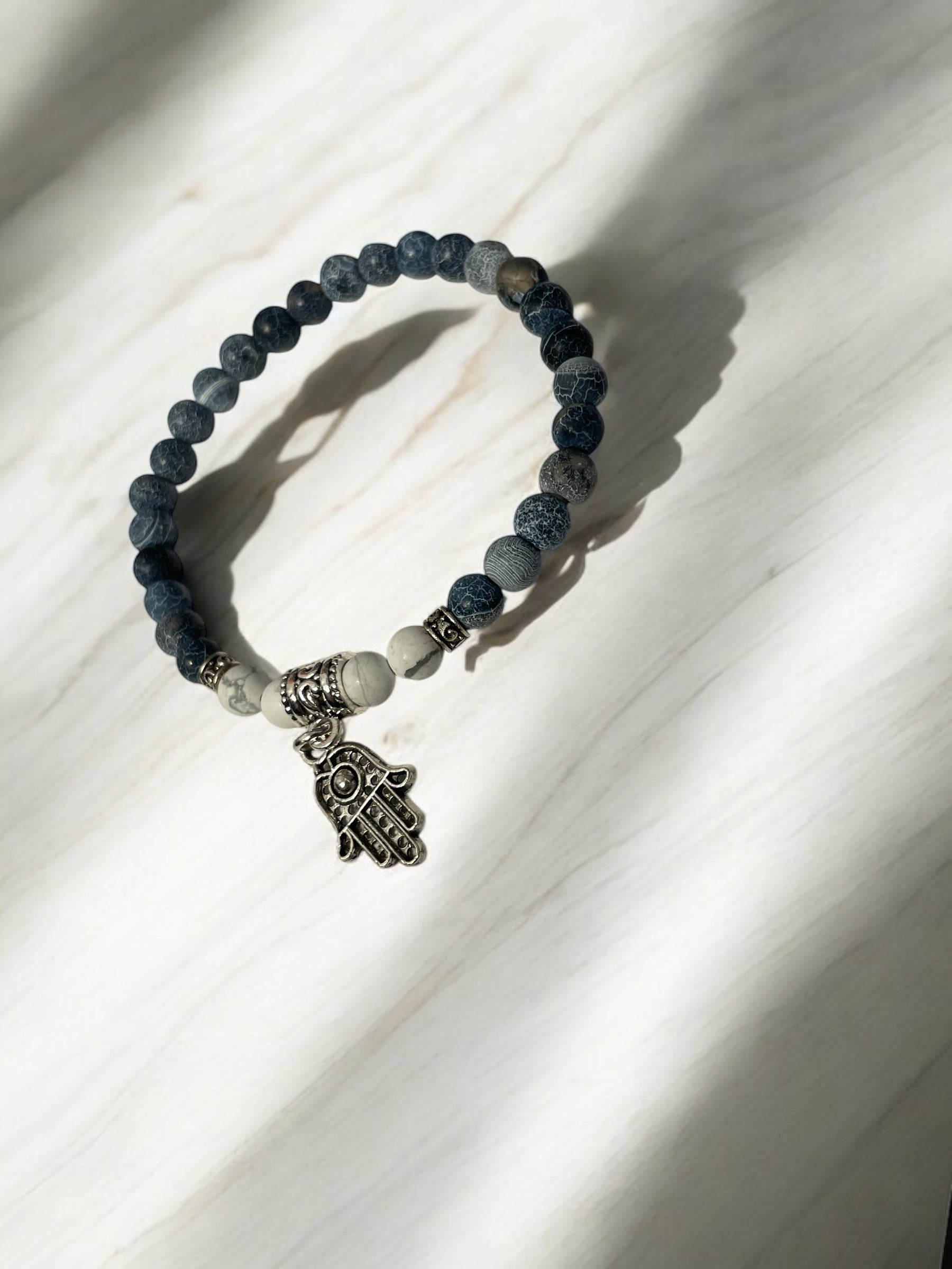 Handmade Hamsa Cracked Agate