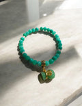 Handmade Aqua Green Gemstone Bracelet: Jade Money Bag Charm