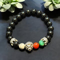 Men’s Handmade Gemstone Bracelet Accented with Lion Head and Crown