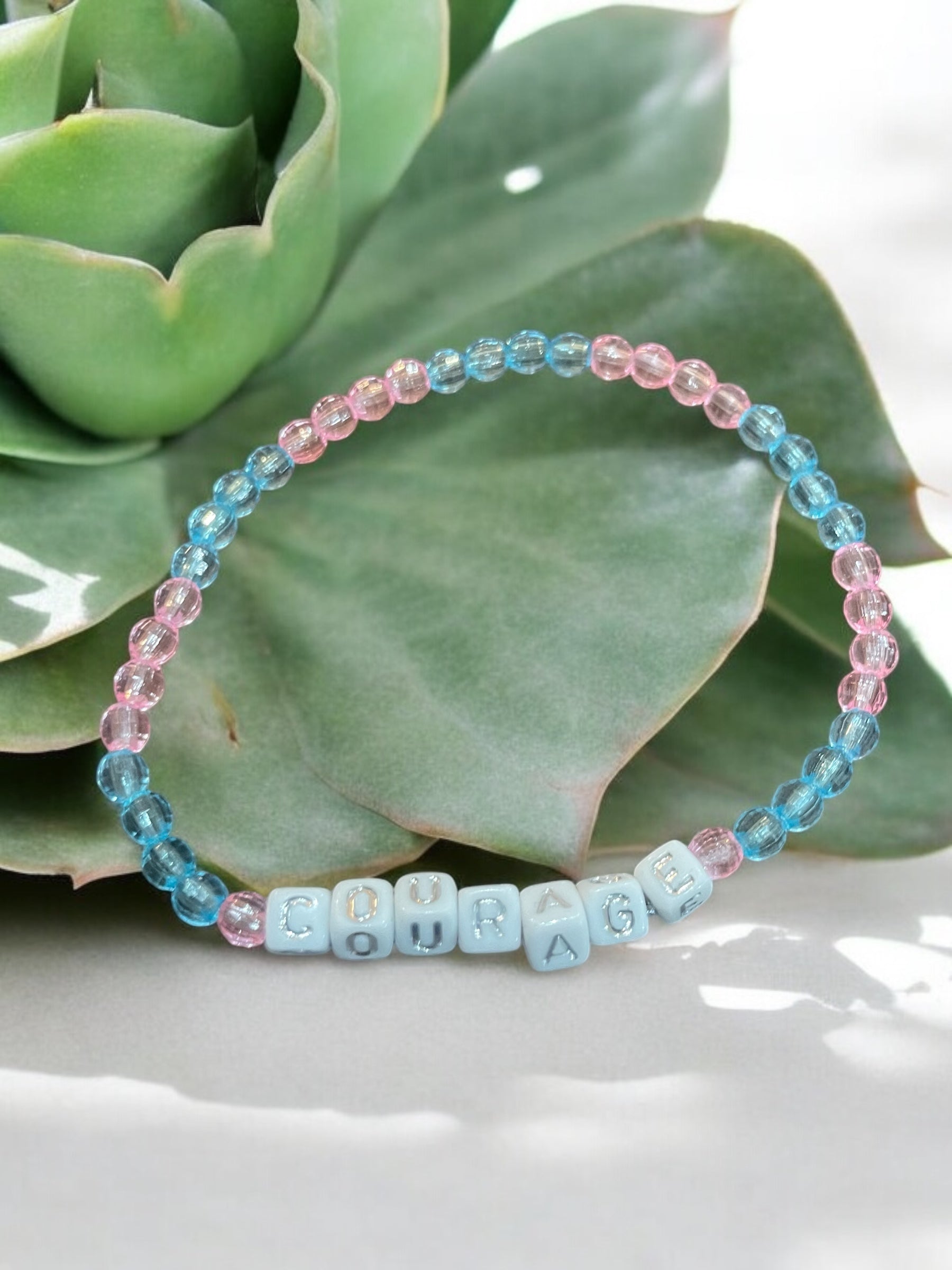 Handmade Inspirational Word Bracelet: Acrylic Crystal Bead
