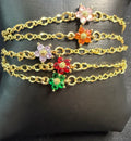 18k Gold Plated Stainless Steel Bracelet: Colorful Mini Flower