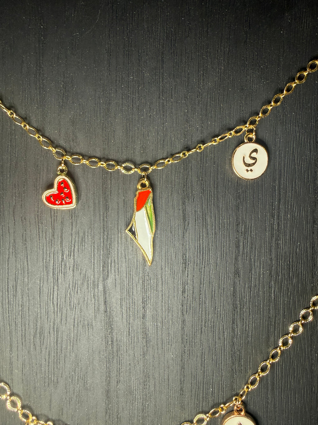 Embellished Palestine Map Charm Necklace