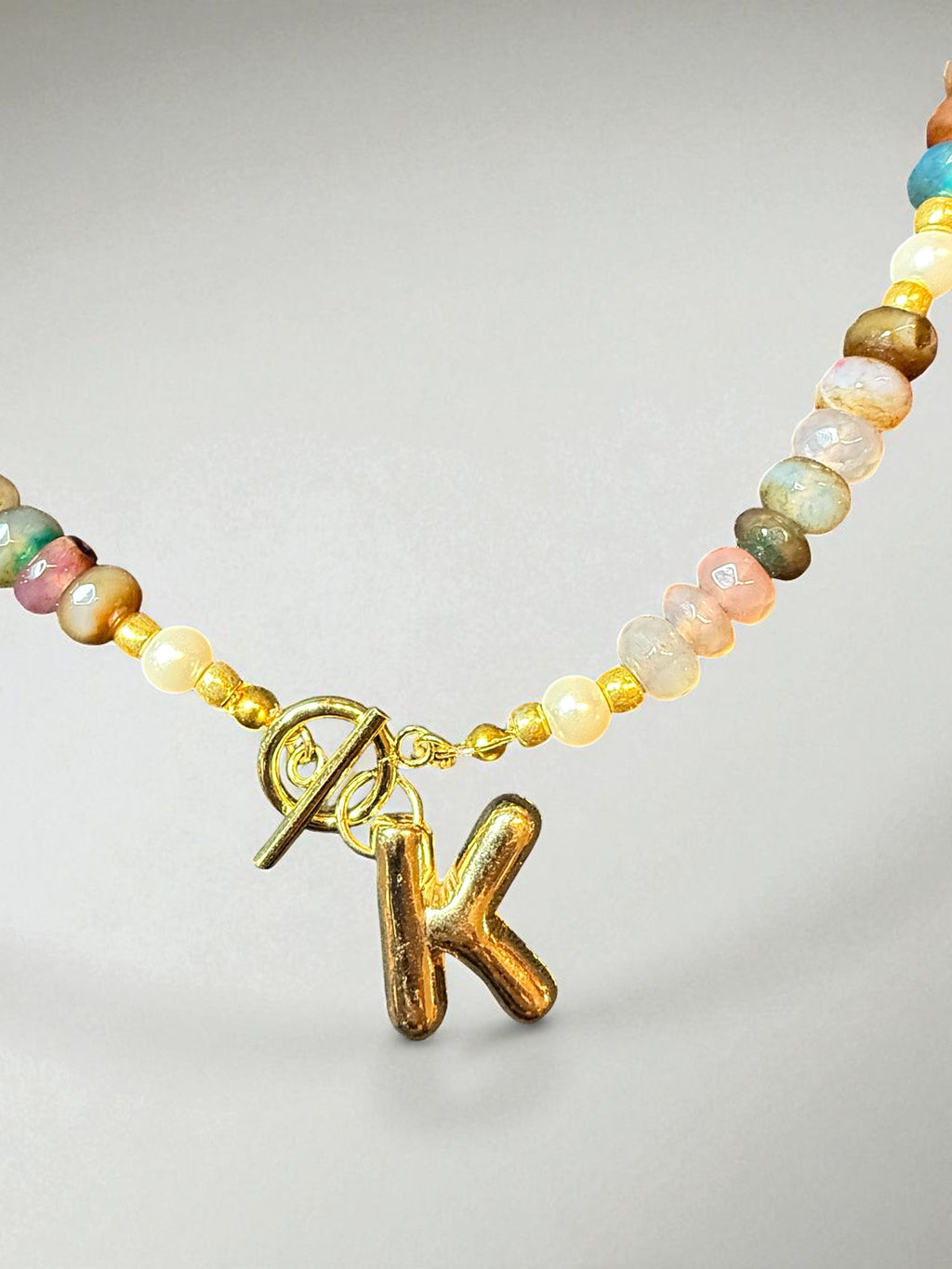 Tourmaline Faceted Letter Bracelet and Necklace Set