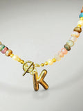 Tourmaline Faceted Letter Bracelet and Necklace Set