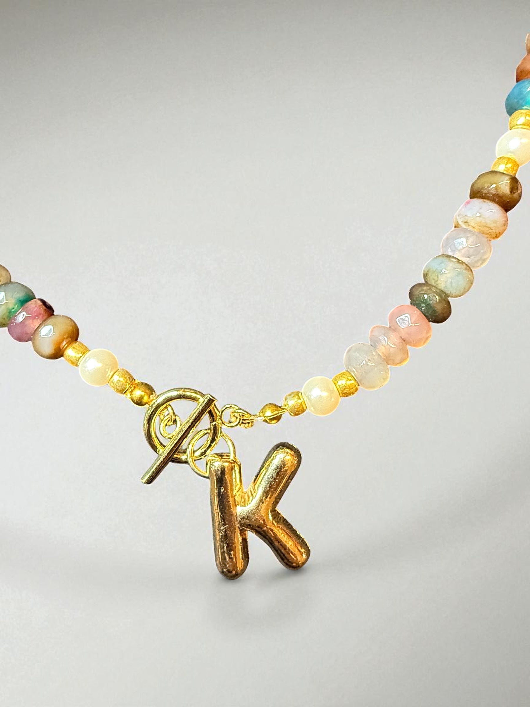 Tourmaline Faceted Letter Bracelet and Necklace Set