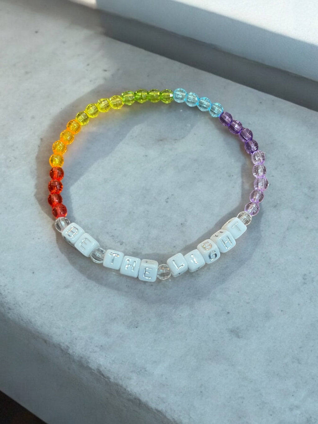 Handmade Inspirational Word Bracelet: Acrylic Crystal Bead