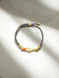 Palestine Flag Bracelet on Cord with Gold-Tone Accents