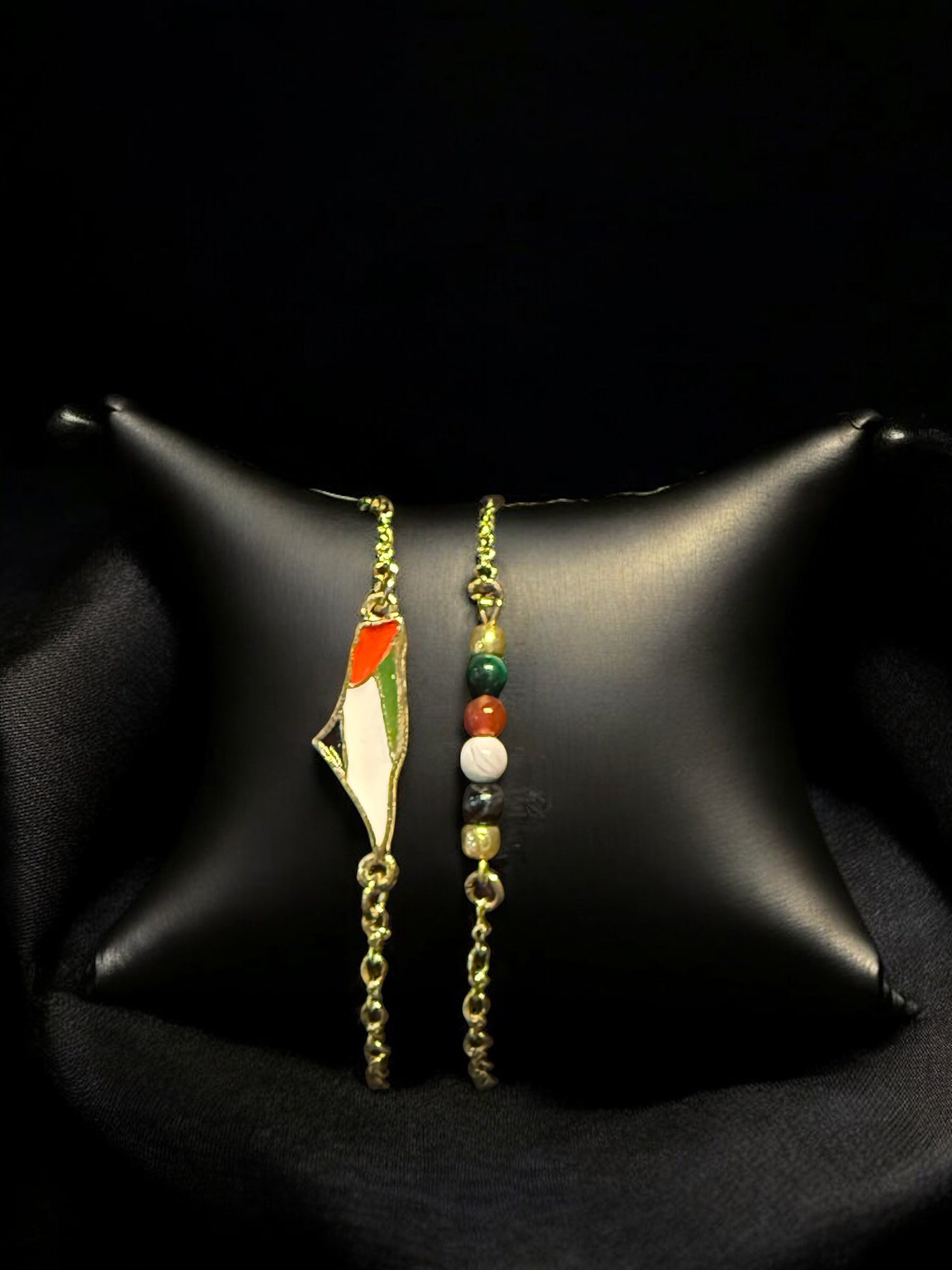 Palestine Flag layered with Palestine Stone Bracelet