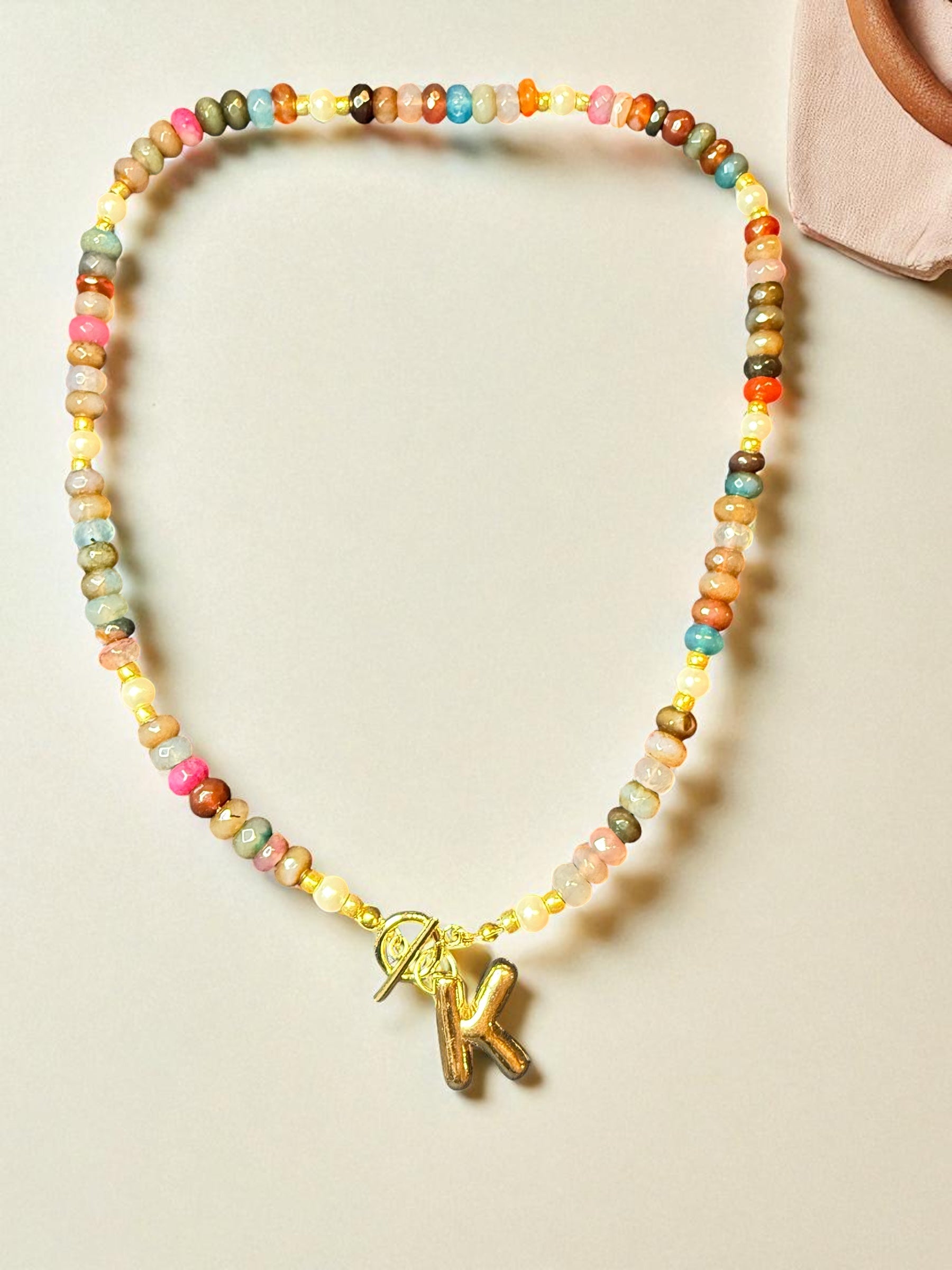 Tourmaline Faceted Letter Bracelet and Necklace Set