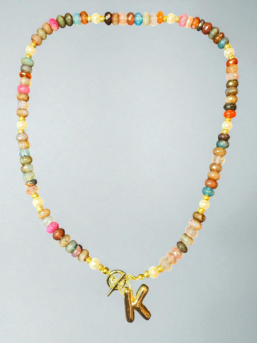Tourmaline Faceted Letter Bracelet and Necklace Set