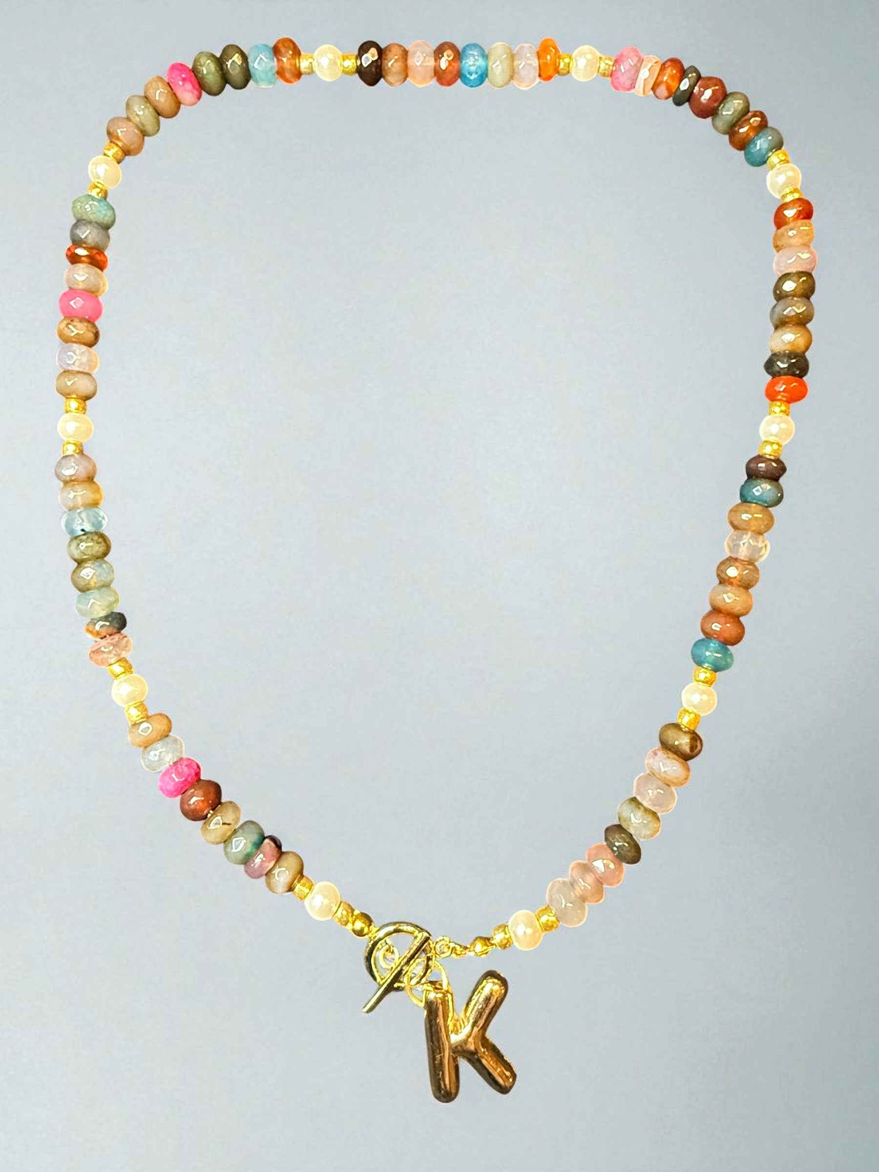 Tourmaline Faceted Letter Bracelet and Necklace Set