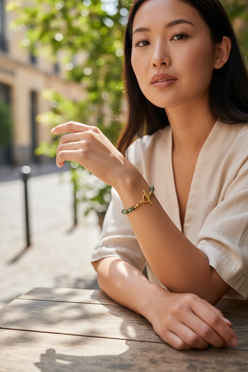 Verdant Luxury: Emerald and 18k Gold Artisan Bracelet