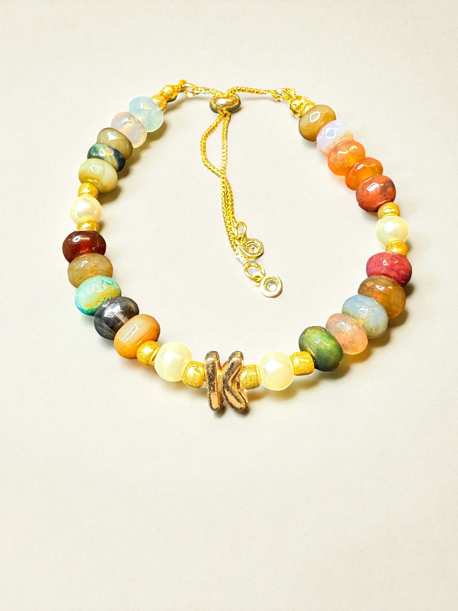 Tourmaline Faceted Letter Bracelet and Necklace Set