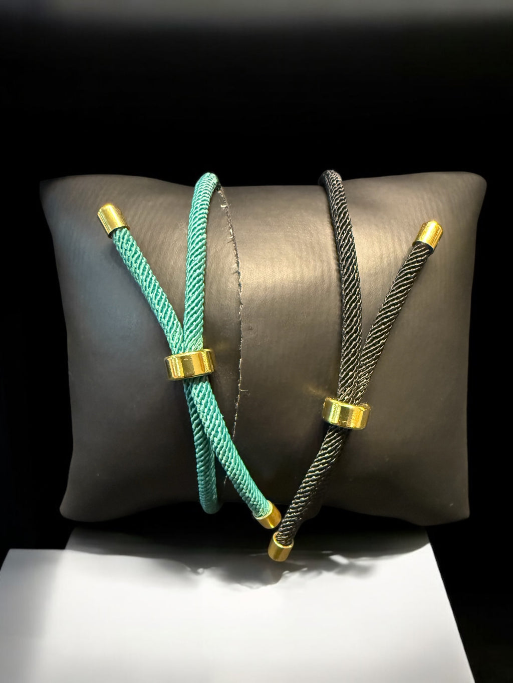 Palestine Flag Bracelet on Cord with Gold-Tone Accents