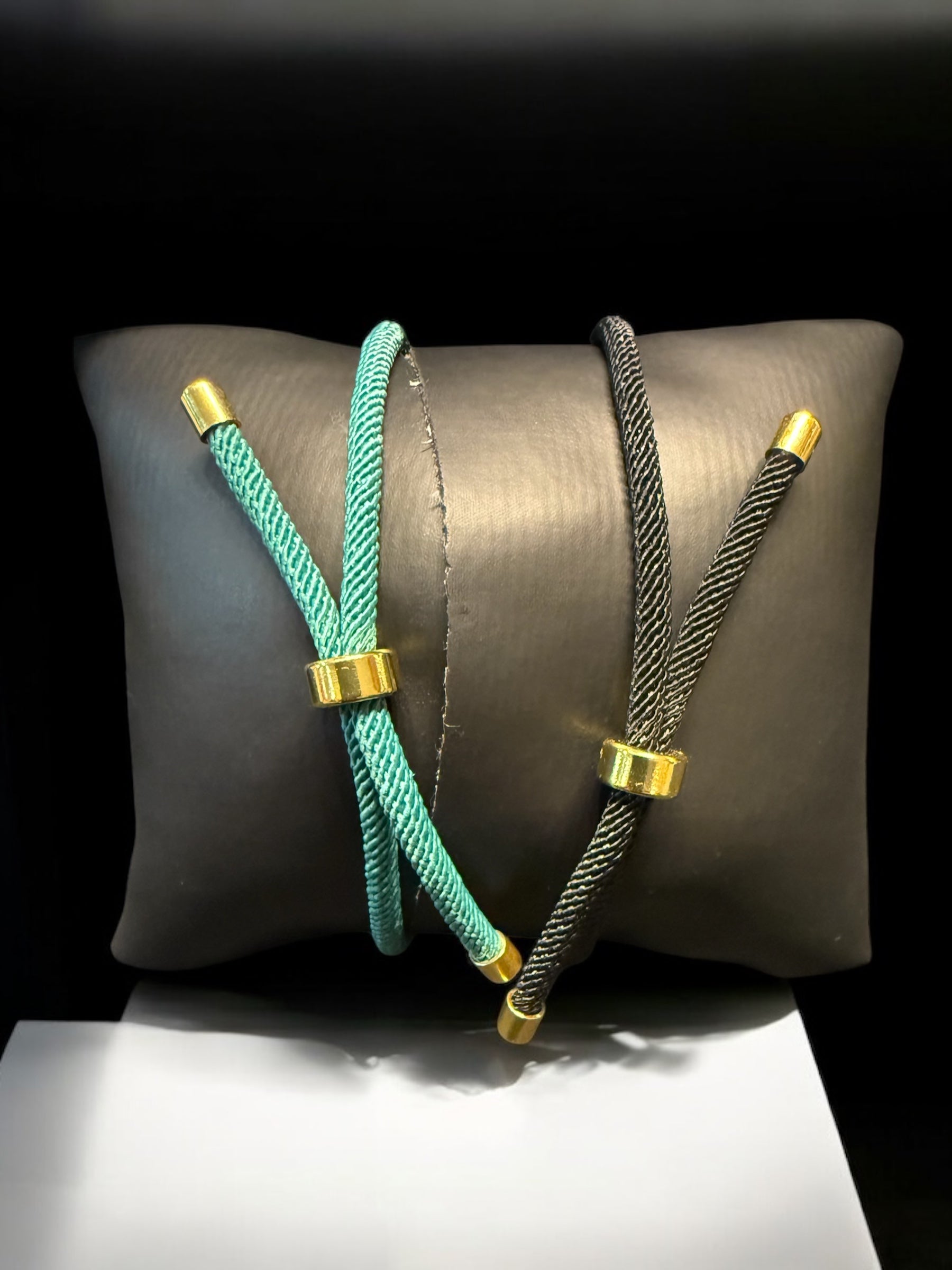 Palestine Flag Bracelet on Cord with Gold-Tone Accents