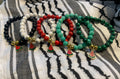 Handmade Gemstone Stretch Bracelet with Watermelon Charm