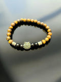 Matte Tiger Eye Bracelet with Silver Owl