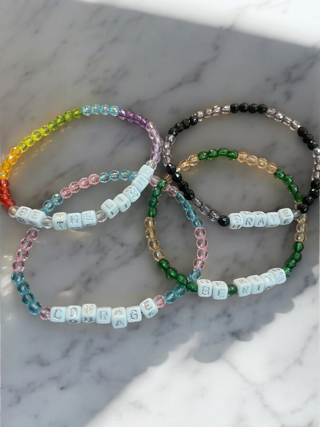 Handmade Inspirational Word Bracelet: Acrylic Crystal Bead