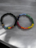 Rainbow Faceted Bead Bracelet: Handmade Daisy Spacer