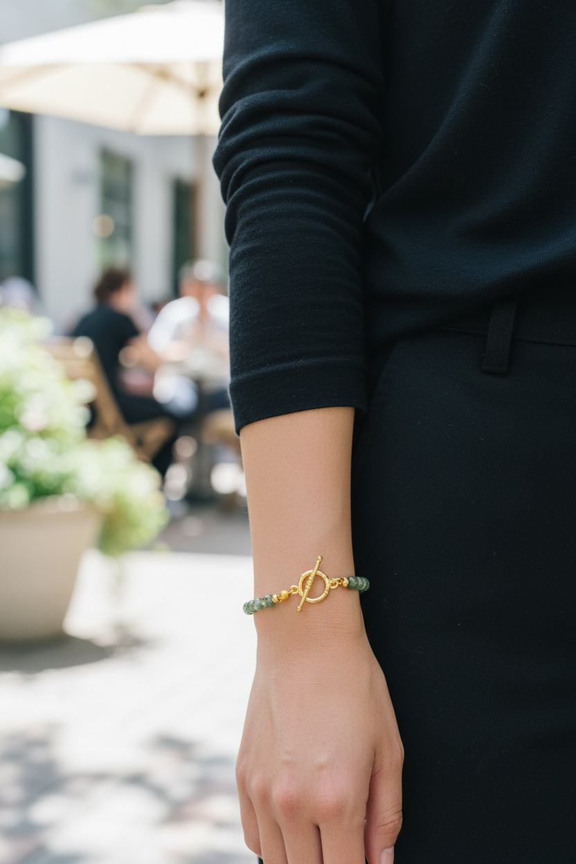 Verdant Luxury: Emerald and 18k Gold Artisan Bracelet