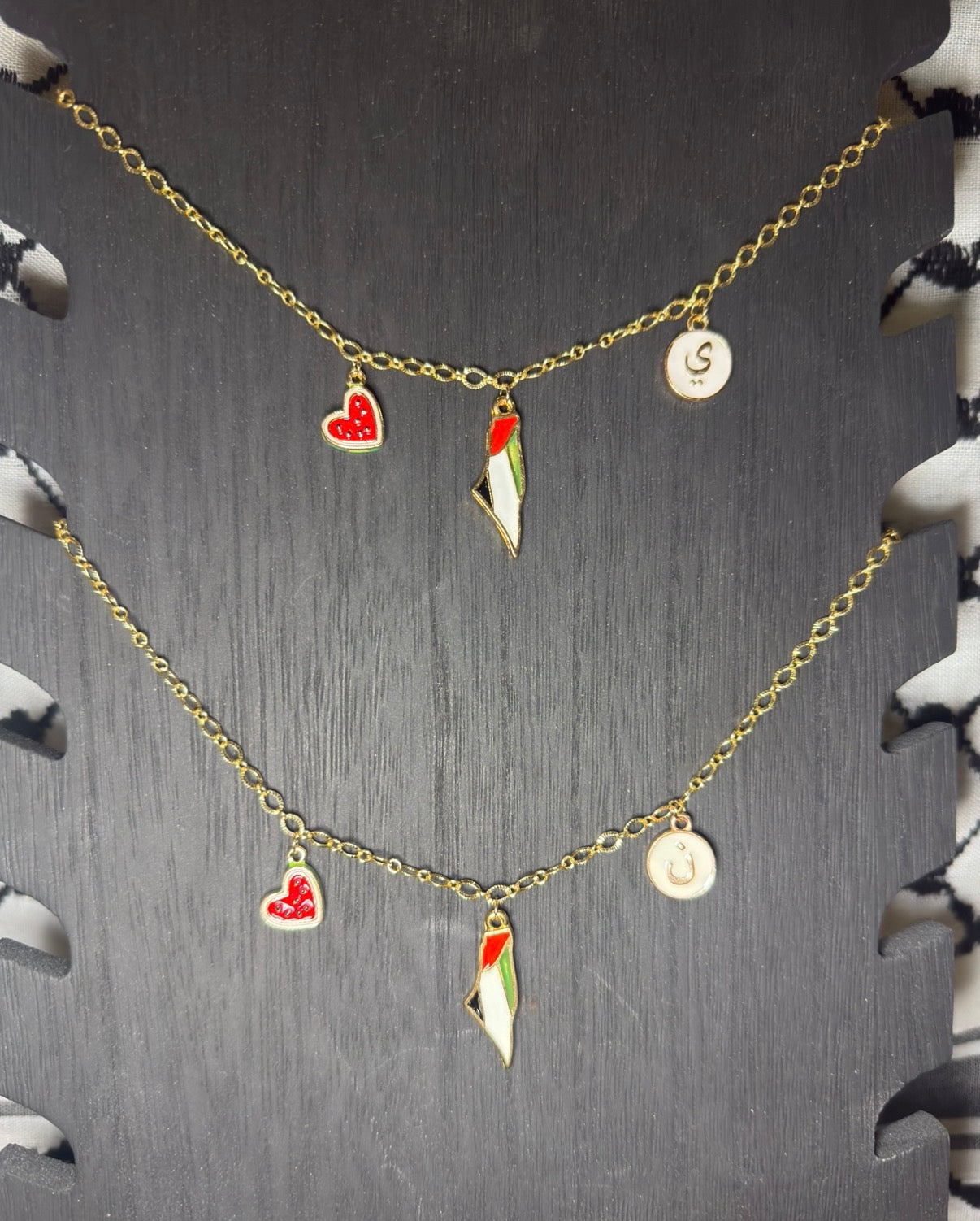 Embellished Palestine Map Charm Necklace