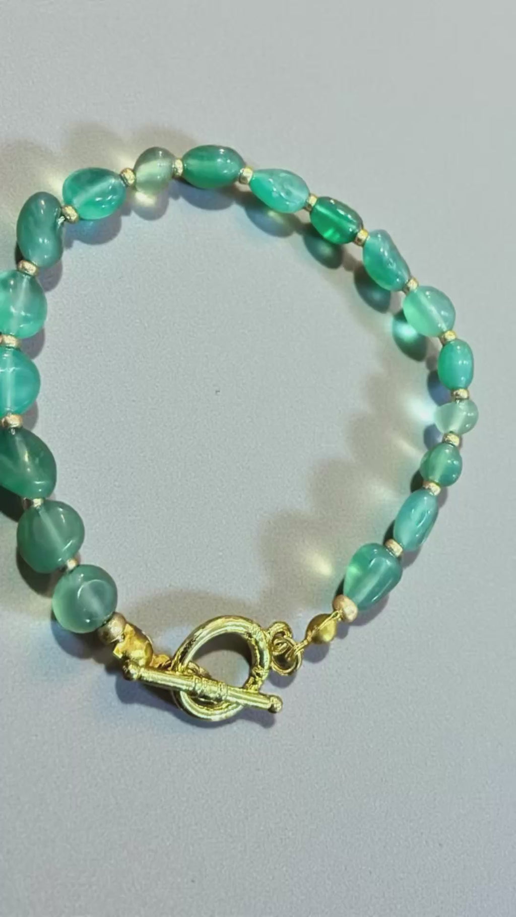 Green Aventurine Pebble & 18K Gold Statement Bracelet